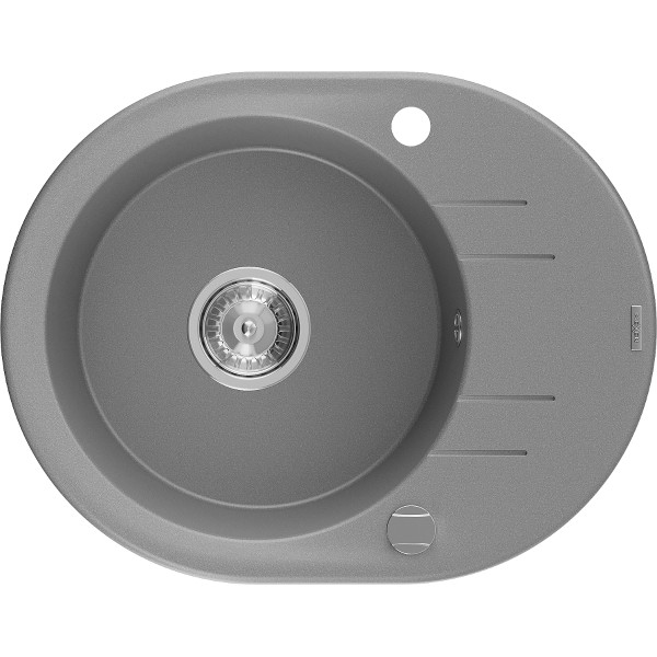 Mexen Kevin   Chiuveta bucatarie granit rotund + cadou pop up sifon 586 x 458 mm, gri , sifon   chrom - 6517581005-71