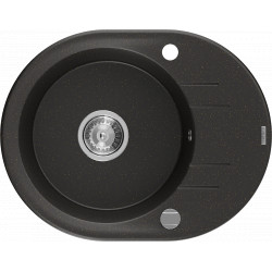 Mexen Kevin   Chiuveta bucatarie granit rotund + cadou pop up sifon 586 x 458 mm, negru / auriu, sifon   chrom - 6517581005-75 Rotund 467680 Mexen