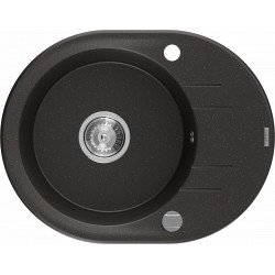 Mexen Kevin   Chiuveta bucatarie granit rotund + cadou pop up sifon 586 x 458 mm, negru / auriu, sifon   chrom - 6517581005-75 Rotund 467680 Mexen