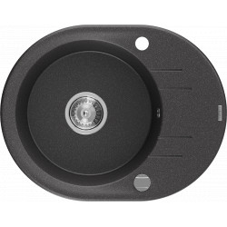 Mexen Kevin   Chiuveta bucatarie granit rotund + cadou pop up sifon 586 x 458 mm, negru  piatra, sifon   chrom - 6517581005-76 Rotund 467680 Mexen