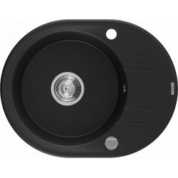 Mexen Kevin   Chiuveta bucatarie granit rotund + cadou pop up sifon 586 x 458 mm, negru , sifon   chrom - 6517581005-77 Rotund 467680 Mexen