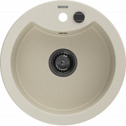 Mexen Diego   Chiuveta bucatarie granit rotund+ cadou pop up sifon  488 x 480 mm, beige, sifon  negru  - 6512481000-69-B Rotund 467680 Mexen