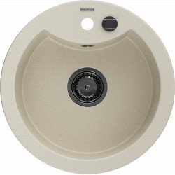 Mexen Diego   Chiuveta bucatarie granit rotund+ cadou pop up sifon  488 x 480 mm, beige, sifon  negru  - 6512481000-69-B Rotund 467680 Mexen