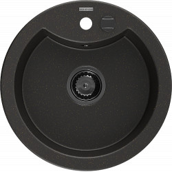 Mexen Diego   Chiuveta bucatarie granit rotund+ cadou pop up sifon  488 x 480 mm, negru / auriu, sifon  negru  - 6512481000-75-B Rotund 467680 Mexen