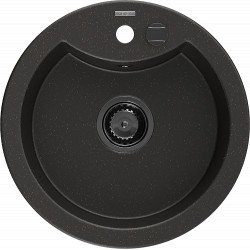 Mexen Diego   Chiuveta bucatarie granit rotund+ cadou pop up sifon  488 x 480 mm, negru / auriu, sifon  negru  - 6512481000-75-B Rotund 467680 Mexen