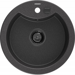 Mexen Diego   Chiuveta bucatarie granit rotund+ cadou pop up sifon  488 x 480 mm, negru  piatra, sifon  negru  - 6512481000-76-B Rotund 467680 Mexen