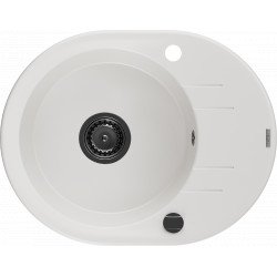 Mexen Kevin   Chiuveta bucatarie granit rotund + cadou pop up sifon 586 x 458 mm, alb , sifon  negru  - 6517581005-20-B Rotund 467680 Mexen