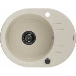 Mexen Kevin   Chiuveta bucatarie granit rotund + cadou pop up sifon 586 x 458 mm, beige, sifon  negru  - 6517581005-69-B Rotund 467680 Mexen