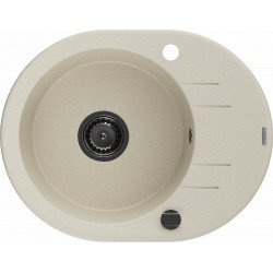 Mexen Kevin   Chiuveta bucatarie granit rotund + cadou pop up sifon 586 x 458 mm, beige, sifon  negru  - 6517581005-69-B Rotund 467680 Mexen