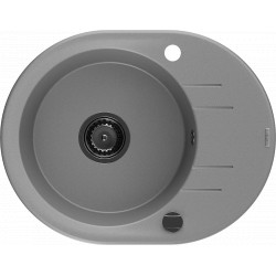 Mexen Kevin   Chiuveta bucatarie granit rotund + cadou pop up sifon 586 x 458 mm, gri , sifon  negru  - 6517581005-71-B Rotund 467680 Mexen