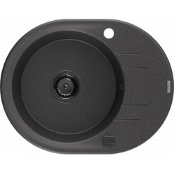 Mexen Kevin   Chiuveta bucatarie granit rotund + cadou pop up sifon 586 x 458 mm, negru  piatra, sifon  negru  - 6517581005-76-B Rotund 467680 Mexen