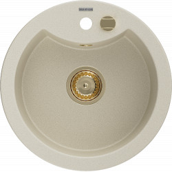 Mexen Diego   Chiuveta bucatarie granit rotund+ cadou pop up sifon  488 x 480 mm, beige, sifon  auriu  - 6512481000-69-G Rotund 467680 Mexen