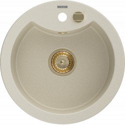 Mexen Diego   Chiuveta bucatarie granit rotund+ cadou pop up sifon  488 x 480 mm, beige, sifon  auriu  - 6512481000-69-G Rotund 467680 Mexen
