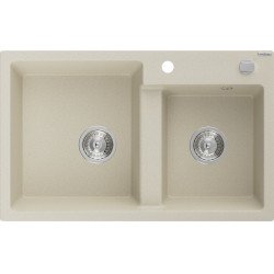 Mexen Tomas   Chiuveta bucatarie granit 2 cuva+ cadou pop up sifon  800 x 500 mm, beige, sifon   chrom - 6516802000-69 2 Cuva 467680 Mexen