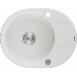 Mexen Kevin   Chiuveta bucatarie granit rotund + cadou pop up sifon 586 x 458 mm, alb , sifon   chrom - 6517581005-20 2 Cuva 467680 Mexen