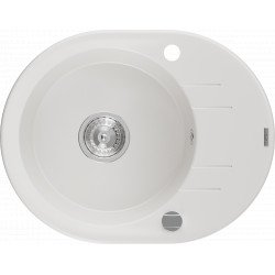 Mexen Kevin   Chiuveta bucatarie granit rotund + cadou pop up sifon 586 x 458 mm, alb , sifon   chrom - 6517581005-20 2 Cuva 467680 Mexen