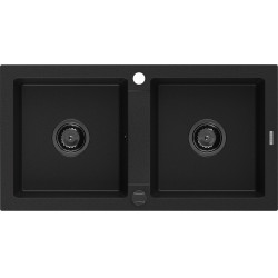 Mexen Mario   Chiuveta bucatarie granit 2 cuva+ cadou pop up sifon  820 x 436 mm, negru , sifon  negru  - 6504822000-77-B 2 Cuva 467680 Mexen