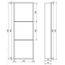Mexen X-Wall-R  Nisa de perete   cu raft  90 x 30 cm, negru  - 1970903010S