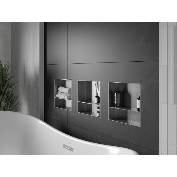 Mexen X-Wall-NR  Nisa de perete  cadru invelit   cu raft  30 x 30 cm, inox - 1911303010S