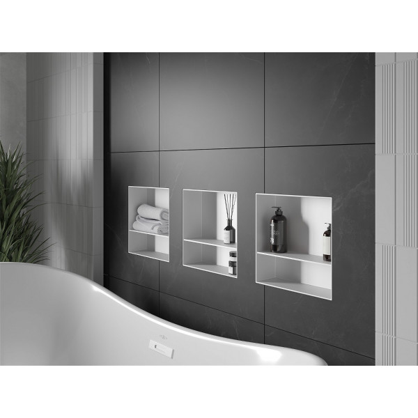 Mexen X-Wall-NR  Nisa de perete  cadru invelit   cu raft  30 x 30 cm, alb   - 1921303010S