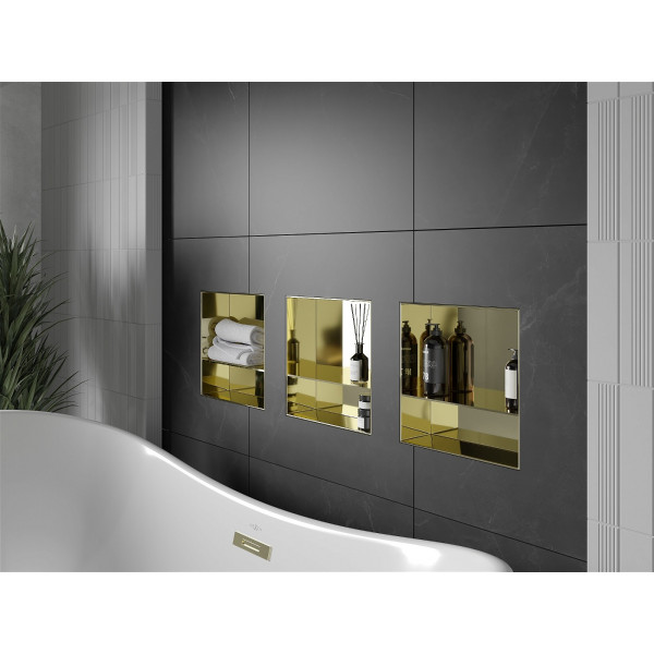 Mexen X-Wall-NR  Nisa de perete  cadru invelit   cu raft  30 x 30 cm, auriu  - 1951303010S