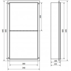Mexen X-Wall-NR  Nisa de perete  cadru invelit   cu raft  60 x 30 cm, inox - 1911603010S