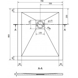 Mexen Stone+   SMC cadita 80 x 70 cm, alb  - 44107080