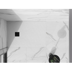 Mexen Stone+   SMC cadita 100 x 70 cm, alb ,  capace negru - 44107010-B