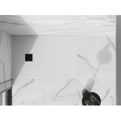 Mexen Stone+   SMC cadita 130 x 70 cm, alb ,  capace negru - 44107013-B