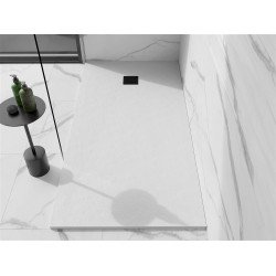 Mexen Stone+   SMC cadita 180 x 70 cm, alb ,  capace negru - 44107018-B