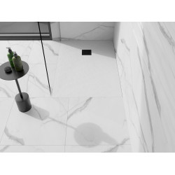 Mexen Stone+   SMC cadita 110 x 80 cm, alb ,  capace negru - 44108011-B