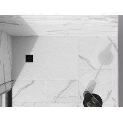 Mexen Stone+   SMC cadita 110 x 90 cm, alb ,  capace negru - 44109011-B