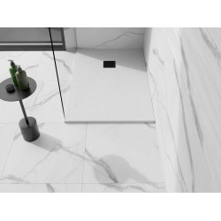 Mexen Stone+   SMC cadita 130 x 90 cm, alb ,  capace negru - 44109013-B