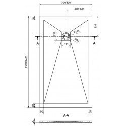 Mexen Stone+   SMC cadita 140 x 70 cm,  negru ,  capace auriu - 44707014-G