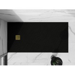 Mexen Stone+   SMC cadita 160 x 70 cm,  negru ,  capace auriu - 44707016-G