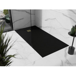 Mexen Stone+   SMC cadita 180 x 80 cm,  negru ,  capace auriu - 44708018-G