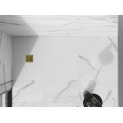 Mexen Stone+   SMC cadita 100 x 70 cm, alb ,  capace auriu - 44107010-G