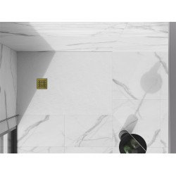 Mexen Stone+   SMC cadita 120 x 70 cm, alb ,  capace auriu - 44107012-G