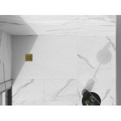 Mexen Stone+   SMC cadita 130 x 70 cm, alb ,  capace auriu - 44107013-G