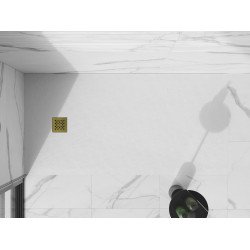 Mexen Stone+   SMC cadita 160 x 70 cm, alb ,  capace auriu - 44107016-G