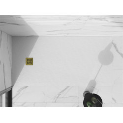 Mexen Stone+   SMC cadita 160 x 80 cm, alb ,  capace auriu - 44108016-G