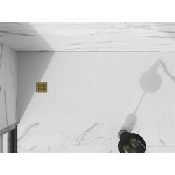 Mexen Stone+   SMC cadita 180 x 80 cm, alb ,  capace auriu - 44108018-G