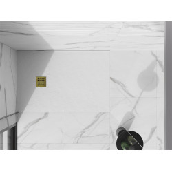 Mexen Stone+   SMC cadita 140 x 90 cm, alb ,  capace auriu - 44109014-G