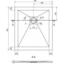 Mexen Stone+   SMC cadita 80 x 70 cm, alb ,  capace alb - 44107080-W