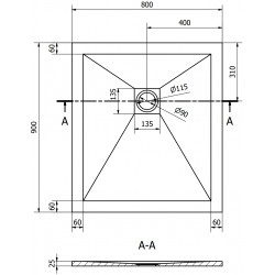 Mexen Stone+   SMC cadita 90 x 80 cm, alb ,  capace alb - 44108090-W