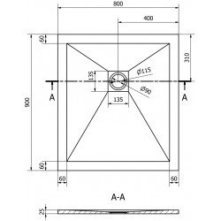 Mexen Stone+   SMC cadita 90 x 80 cm, alb ,  capace alb - 44108090-W
