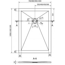 Mexen Stone+   SMC cadita 100 x 80 cm, alb ,  capace alb - 44108010-W
