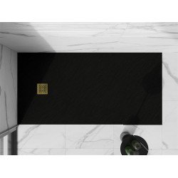 Mexen Stone+   SMC cadita 160 x 90 cm,  negru ,  capace auriu - 44709016-G