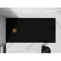 Mexen Stone+   SMC cadita 180 x 90 cm,  negru ,  capace auriu - 44709018-G