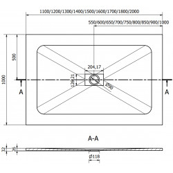 Mexen Hugo   SMC cadita  160 x 100 cm,  negru ,  capace inox - 42701016-X